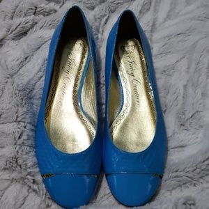Juicy Couture turquoise flats 7.5 quilted shoes electric blue